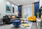 孔雀藍電視牆和深藍色窗簾搭配好看嗎？
